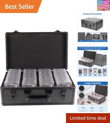 Portable Aluminum Card Case with Key-Lock - Protects 140+ Slabs & Fire.Resistant