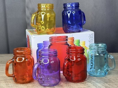 Home Essentials 6pc Color Glass Mason Jar Shot Glasses 140ml Shooters Set