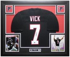 Michael Vick Autographed & Framed Black Atlanta Jersey Beckett Certified