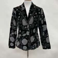 Chico's Women's Blazer Jacket Size 0 Small 8 Black Velour Lined