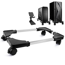 Computer Tower Stand, PC Stand, Adjustable Mobile CPU Stand with Rolling Black