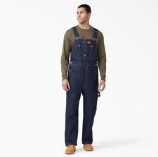 Dickies Men  s Indigo Bib Overalls Workwear Cotton Denim Size 52x30
