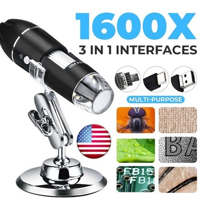 1600X USB Digital Microscope for Electronic Accessories Coin Inspection US Stock