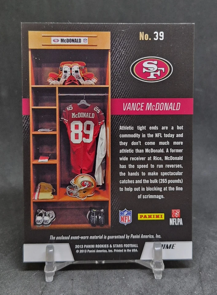 2013 ROOKIES & STARS DRESS FOR SUCCESS /25 VANCE MCDONALD JERSEY SSP RC 49ERS - Image 2 of 2