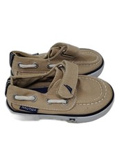 Nautica Kids Tan Canvas Hook-and-Loop Boat Loafers Size 5