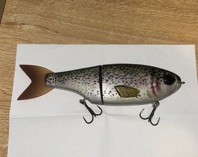 1 ounce rainbow trout lure 7" Glide Bait Brown Trout / Metal Foil (+$25) equipped with a light action reel spooled with light line Top Five Lure Presentations for