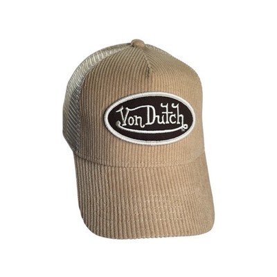 NEW Von Dutch Hat Corduroy Trucker Mesh SnapBack Khaki Brown Patch Cap W tags