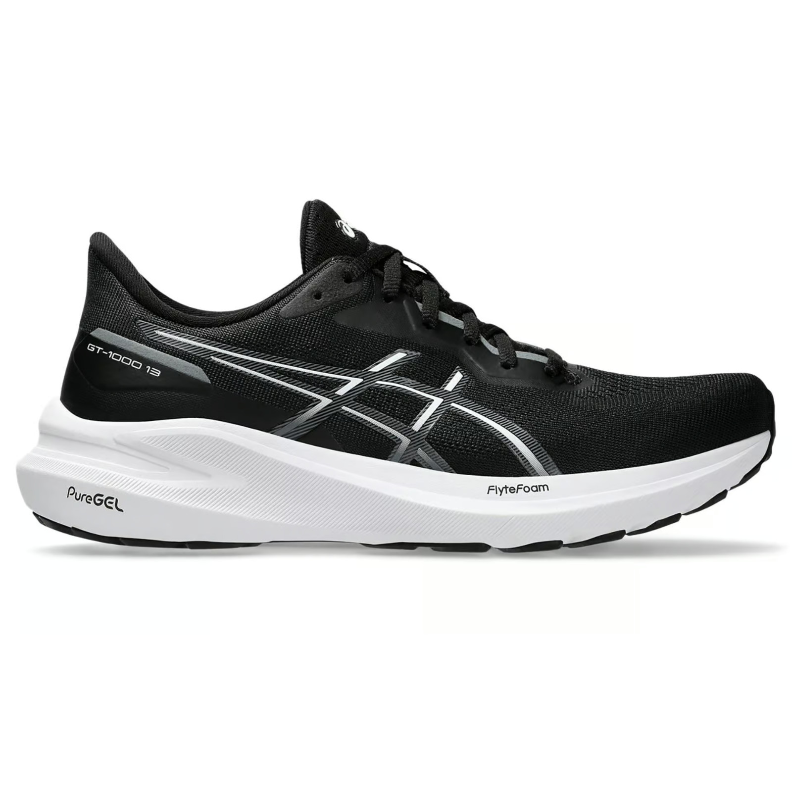 Asics UK7.5 GT-1000 13 Women's Black/ White Running Trainers 1012B663-003 New
