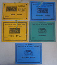 5 prize winning certificates for Ccattle , Fat Stock & Diary Show 1950 Hailsham