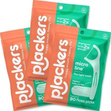 Plackers Micro Mint Dental Floss Picks, 90 Count Pack of 3, Tuffloss Technology