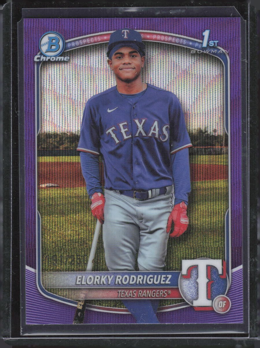 2025 Bowman Chrome #BCP-186 Elorky Rodriguez Prospects Purple Wave #/250