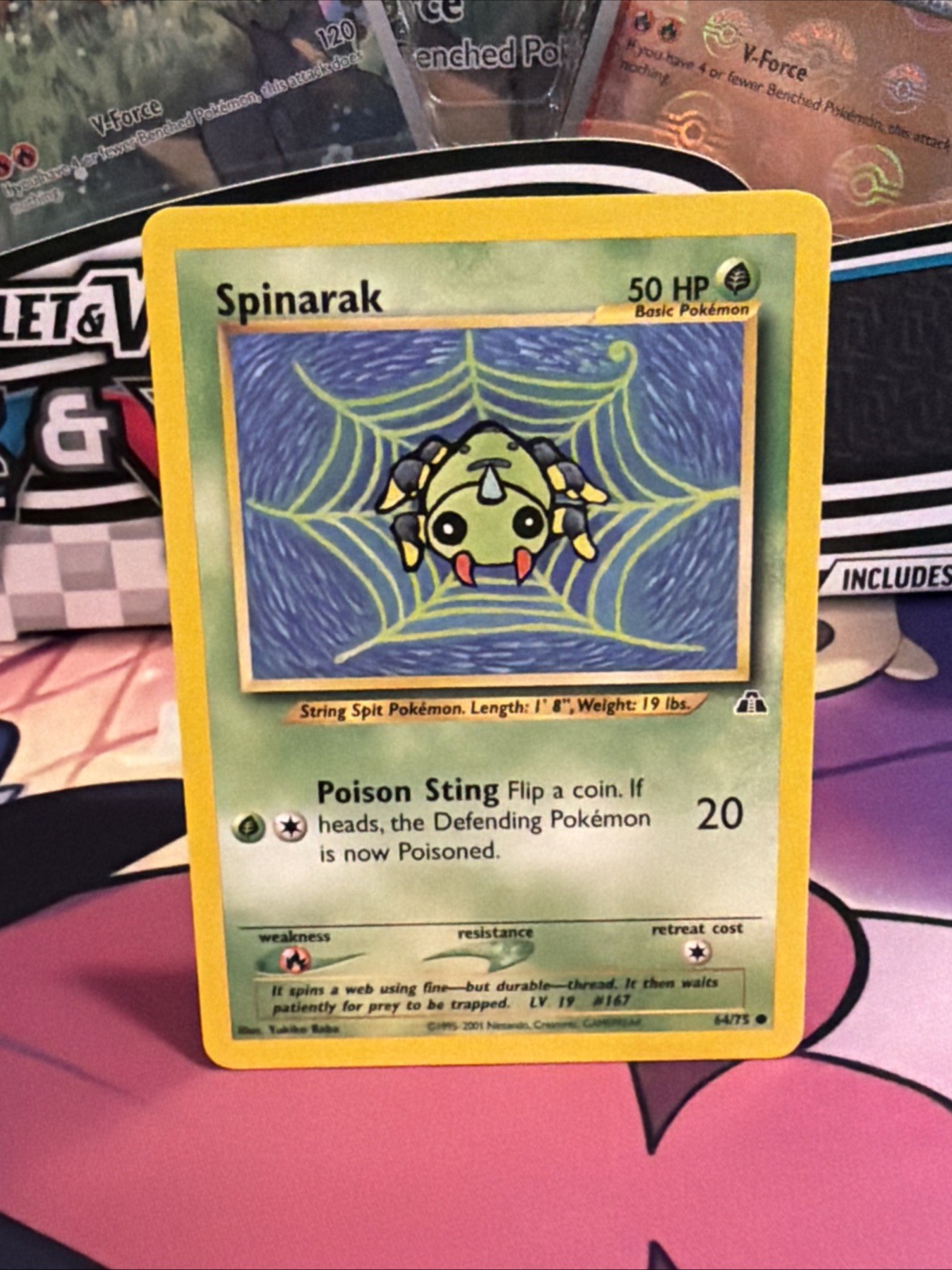 Spinarak 64/75 Pokemon Card Neo Discovery Common 50 Lightly Played