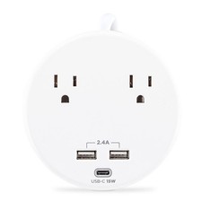 CyberPower P205UC 2-Outlet Round Surge Protector with 2x USB-A and 1x USB-C Port