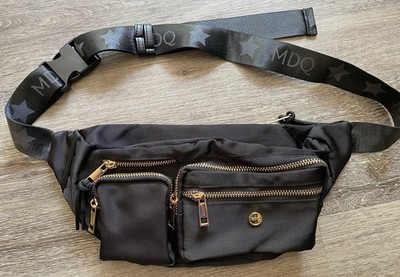 MDQ Belt Bag Fanny Pack Crossbody Everywhere Bag, Black & Gold NIP!