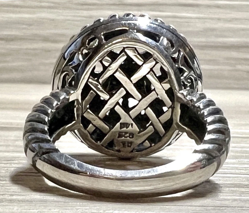 Designer Signed AE Sterling Silver & 14K Yellow Gold Filligree Ring, Size 7 - Image 4 of 4