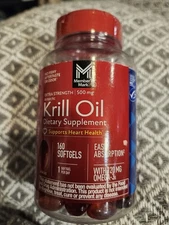 Member's Mark Extra Strength Antarctic Pure O-3 Krill Oil 500 Mg 160 Softgels
