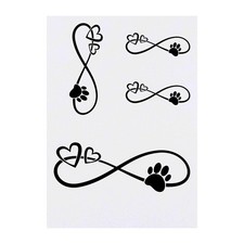 4 x 'Infinity Hearts  Paw' Temporary Tattoos / Transfers TO00046461 