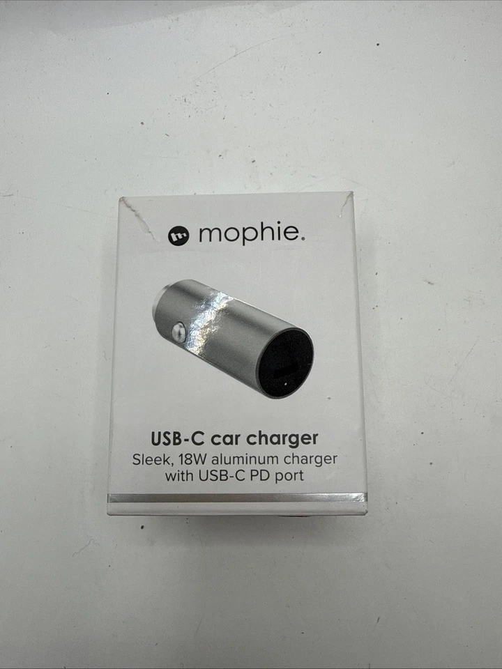 Автомобильное зарядное устройство Mophie 18 Вт USB-C PD алюминий серебро быстрая зарядка 409903474 - Изображение 4 из 4