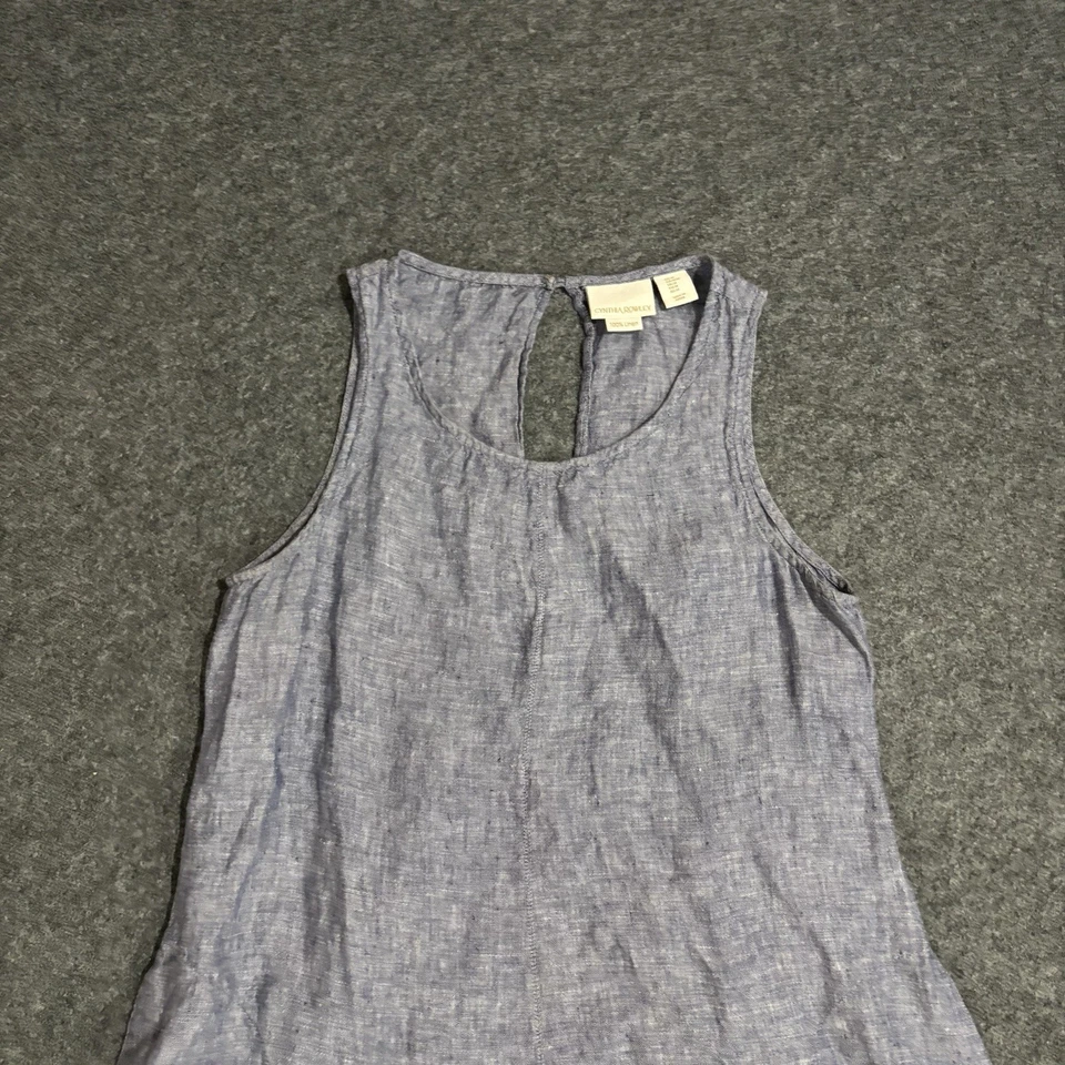 Vestido muñeca bebé de lino Cynthia Rowley para mujer talla mediana azul Foto 3 de 4