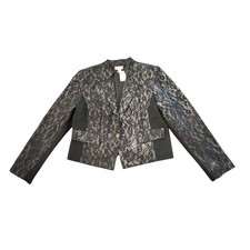 Chico's Lace Jacket Blazer Black Office Party Women s 1 Small Stretch 1 Button
