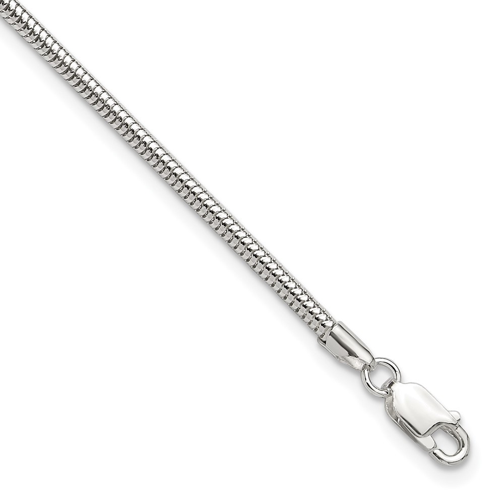 Sleek 925 Sterling Silver 2.5mm Snake Chain Anklet 9in w/1in Extender 4.86g  