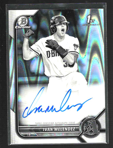Ivan Melendez [Black & White RayWave] #CDA-IM 2022 Bowman Draft Chrome Autographs card