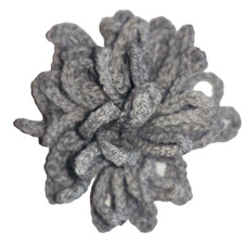 Retro Crochet Flower Lapel Pin Grey Brooch Handmade Boho Boutonniere Preppy