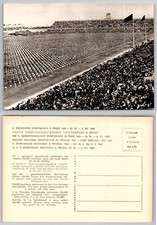 1960 Prague Spartakiad Postcard Czechoslovakia Mass Gymnastics Stadium ORBIS