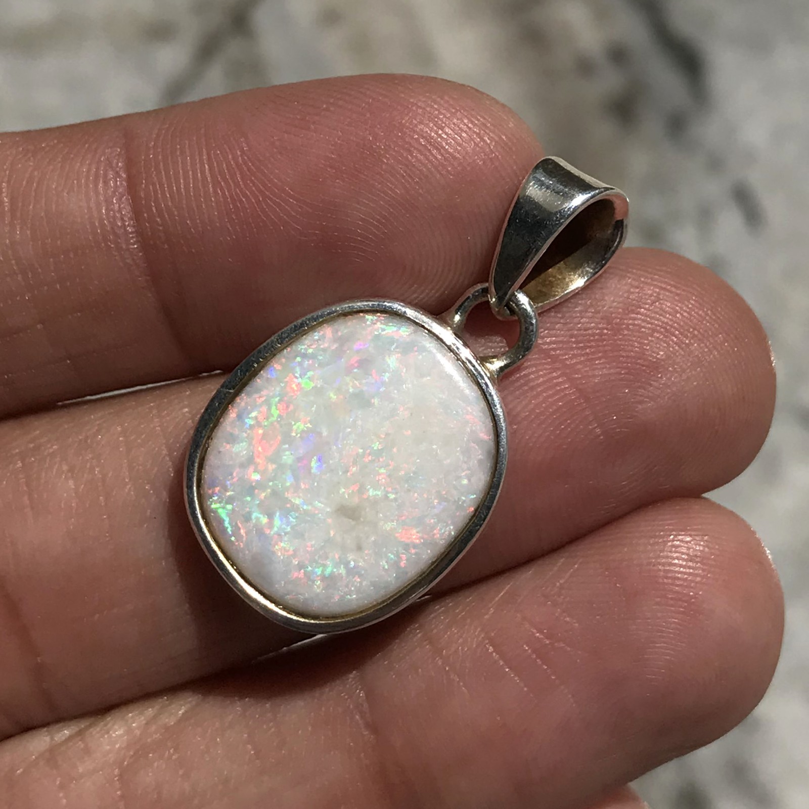 Natural Australian Red Opal 925 Solid Sterling Silver Pendant Stone Size 20x17