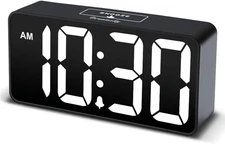 Small Digital Alarm Clock, Large Display, Dimmer, USB Charging, Volume