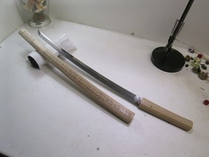 SAMURAI JAPANESE WAKISASHI SWORD IN SHIRASAYA SIGNED KUNIYASHU TOKUBETSU PAPER