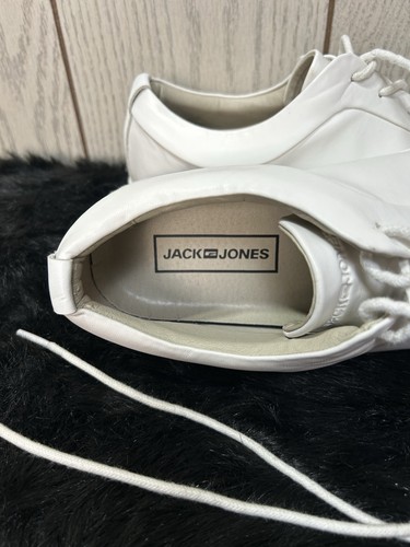 ASOS Jack & Jones Men’s 10 White Leather Premium Trainers Casual Sneakers - Picture 7 of 10