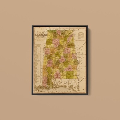 Vintage Maps - Alabama - Art Print on Paper or Canvas