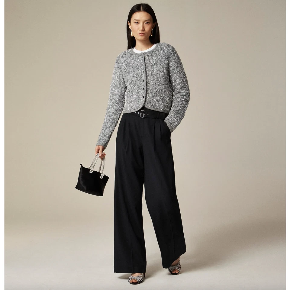 J.Crew Suéter Jaqueta Feminina Prata Enfeites Fio Metálico Festa Cinza Médio Novo com etiquetas - Imagem 2 de 4