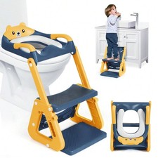 Toddler Potty Training Toilet Seat Step Stool Ladder Anti Slip Splash Guard Grey