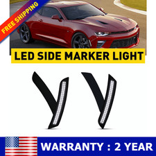 4x LED Side Marker Lights Smoke White For 2016-2023 Chevy Camaro SS LT LS ZL1 RS