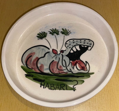 Toni Raymond Keramik - Vintage handbemalte Schale - Nilpferd - Habari?