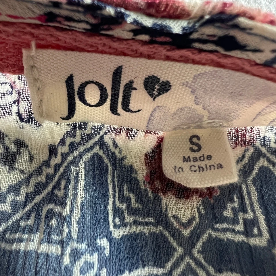 Jolt Kimono Small Open Front Floral Print Lace Trim Bohemian Cardigan Sheer Boho - Image 3 of 4