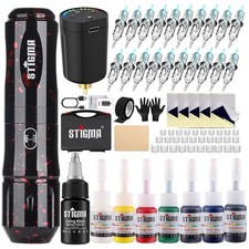 STIGMA Cordless Tattoo Gun Kit - Complete with Pro Machine Pen, Black