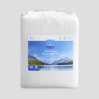 Calm Queen Gauze Sheet Set White