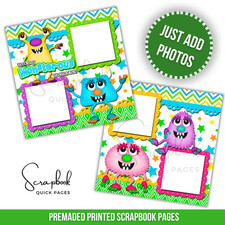 Monster Memories Boy Girl Scrapbook PRINTED Premade Scrapbook Quick Pages 168