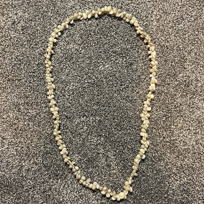 Vintage Beige Umbonium Hawaiian Snail Shell Necklace 36'' Beach Luau Hula Surfer