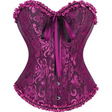 Pink corset top with lace and black ribbon details