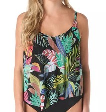 Coco Reef Women's Captivate Bra Sized Tankini Top, Black Multi 34D 98