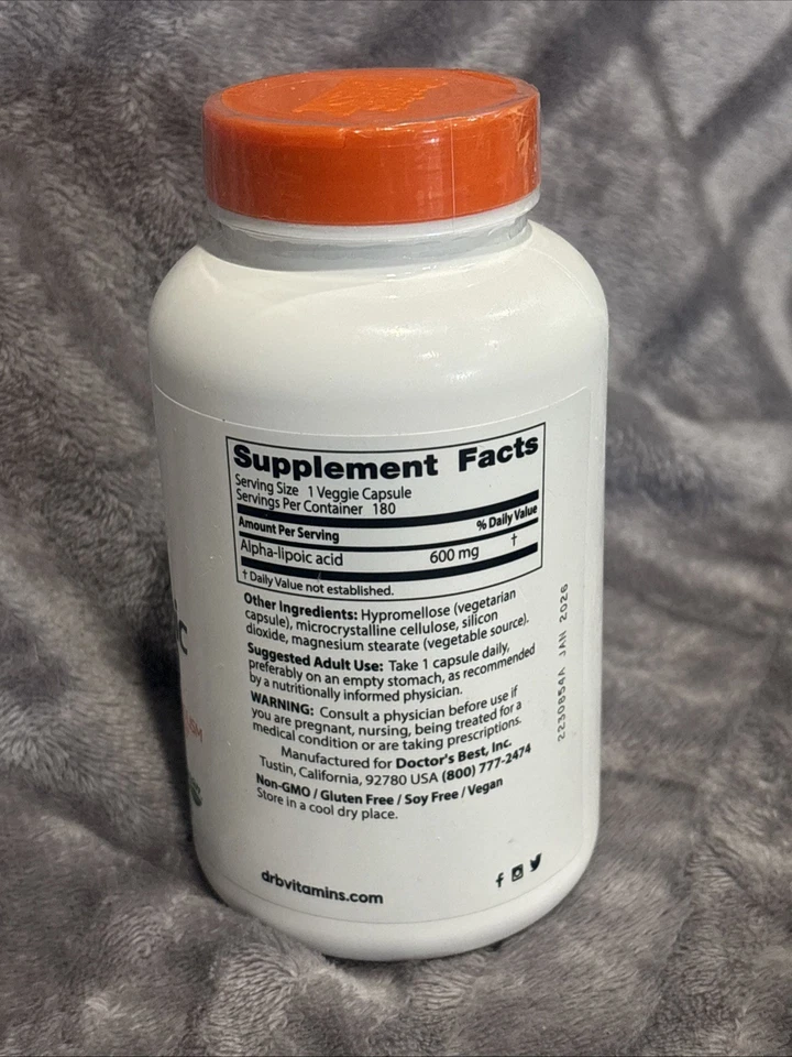 Doctor's Best ácido alfa-lipóico 600mg 180 cápsulas vegetais - Imagem 3 de 4