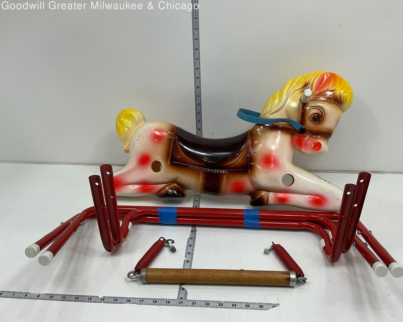 Wonder Brown White Red Yellow Walk R Ride Wonder Horse Vintage Rocking