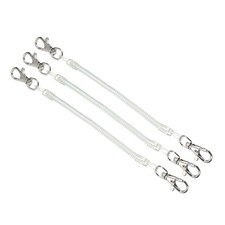 3 Pcs 5" Plastic Retractable Coil Spring Keychain Strap Clasps Transparent