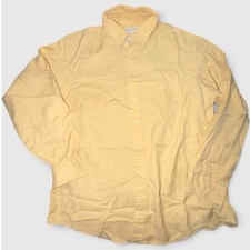 Brooks Brothers Makers Mens 17-35 Yellow Herringbone Grid Cotton Shirt USA Made
