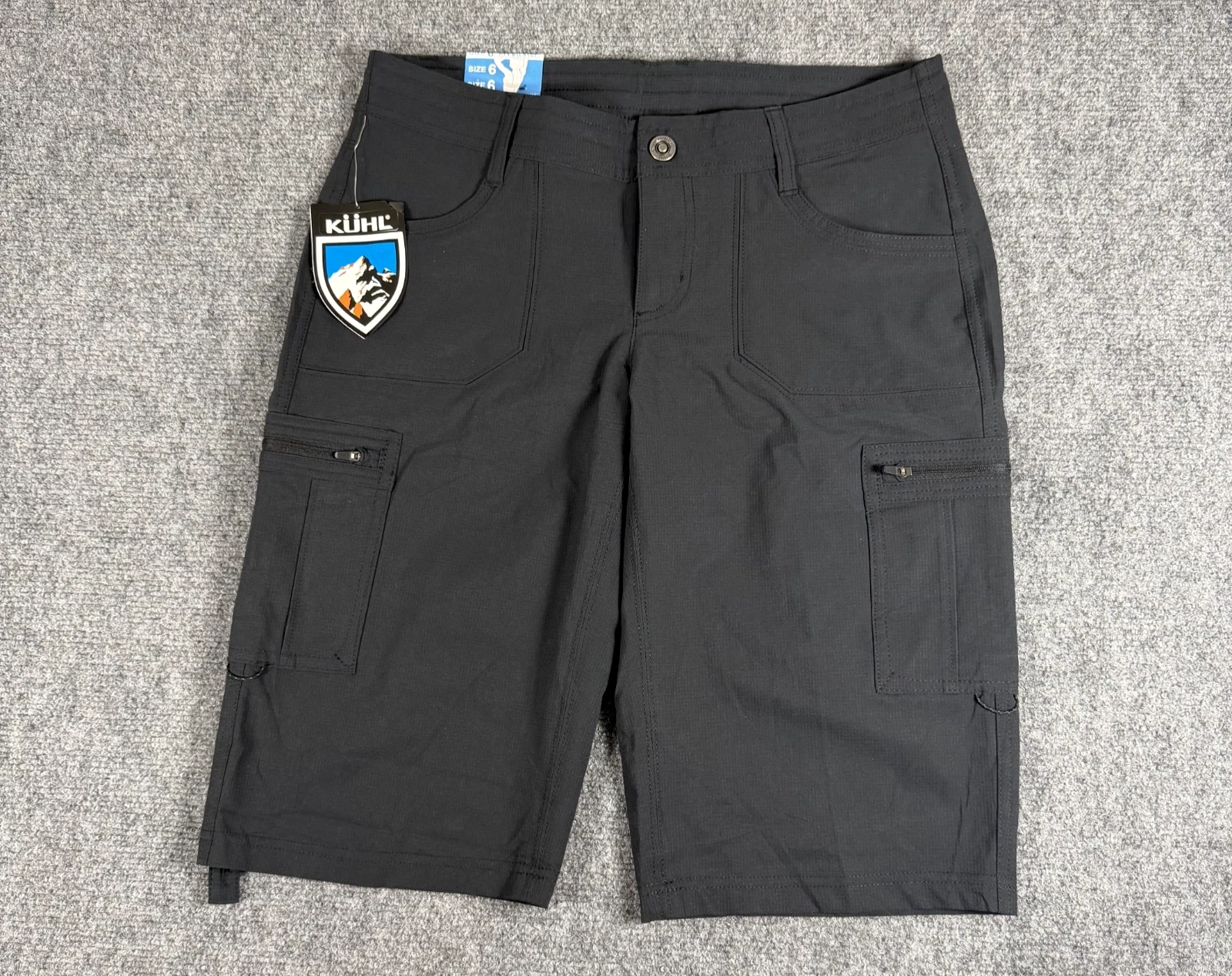 NWT KUHL Cargo Shorts Womens Size 6 Horizn Black Hiking Outdoor Roll Up