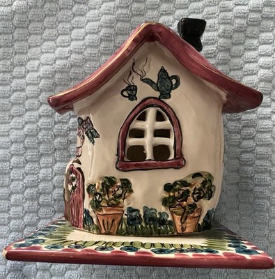 2001 Blue Sky Clayworks ''Tea For Two Cafe'' Tea Light Heather Goldminc CERP-385